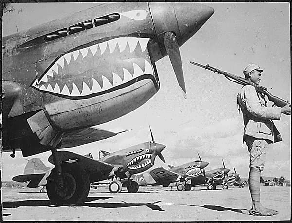 AVG P-40 Warhawk with shark-mouth nose art in China